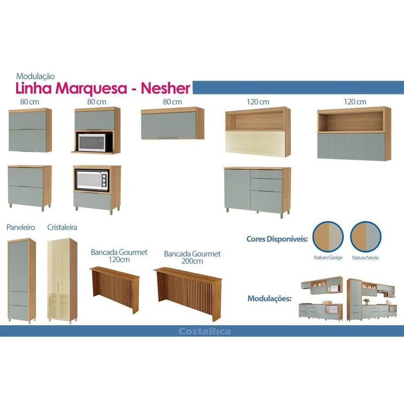Cozinha Modulada Nesher Marquesa Nesher 4 Peças CZ428 Nature/Verde